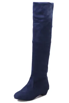 Autumn And Winter New High Leg Boot Long Over-the-knee Boots Flat Boots Children - Blue - View 1