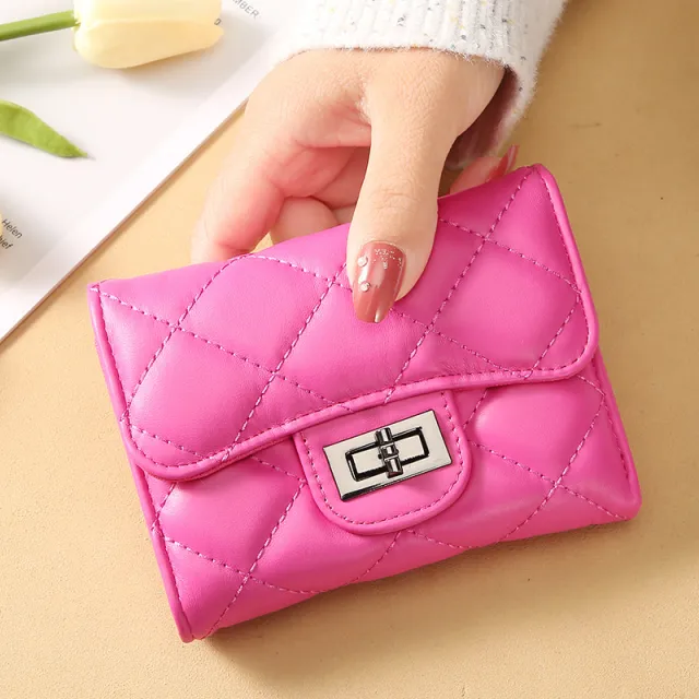 Women's Classic Style Rhombus Wallet Short Clutch Red - Shop at LoveMi