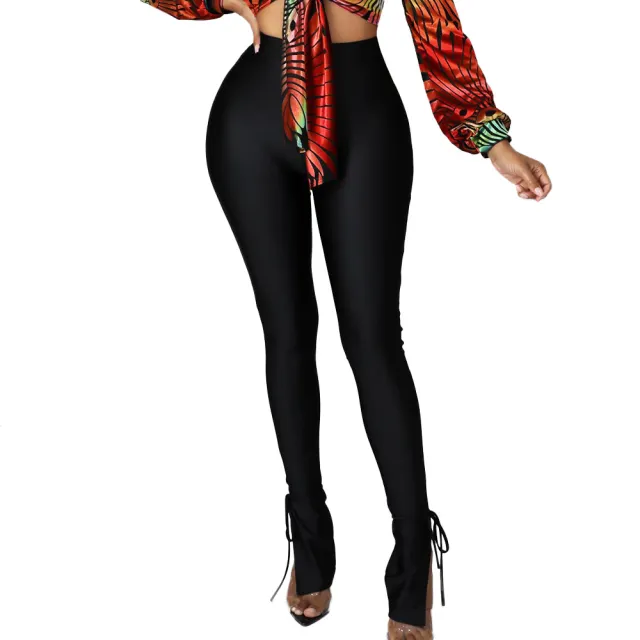 Tight Split Bell bottom Pants Women Black - Shop at LoveMi