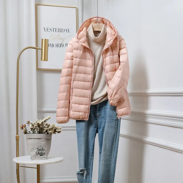 Lightweight Down Jacket Women's Plus sized Plus Size Ultra thin Cherry Pink - Shop at LoveMi