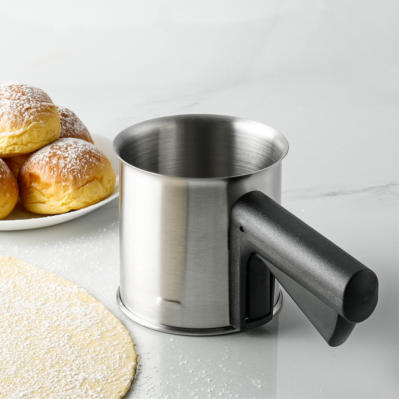 Stainless Steel Flour Sifter Semi-automatic Hand-held Round Sugar Hand Pressure Sieve Shaker