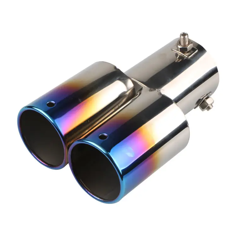 Car Universal One Out Of Two Baked Blue Tailpipe Double Tube Tail Pipe Muffler