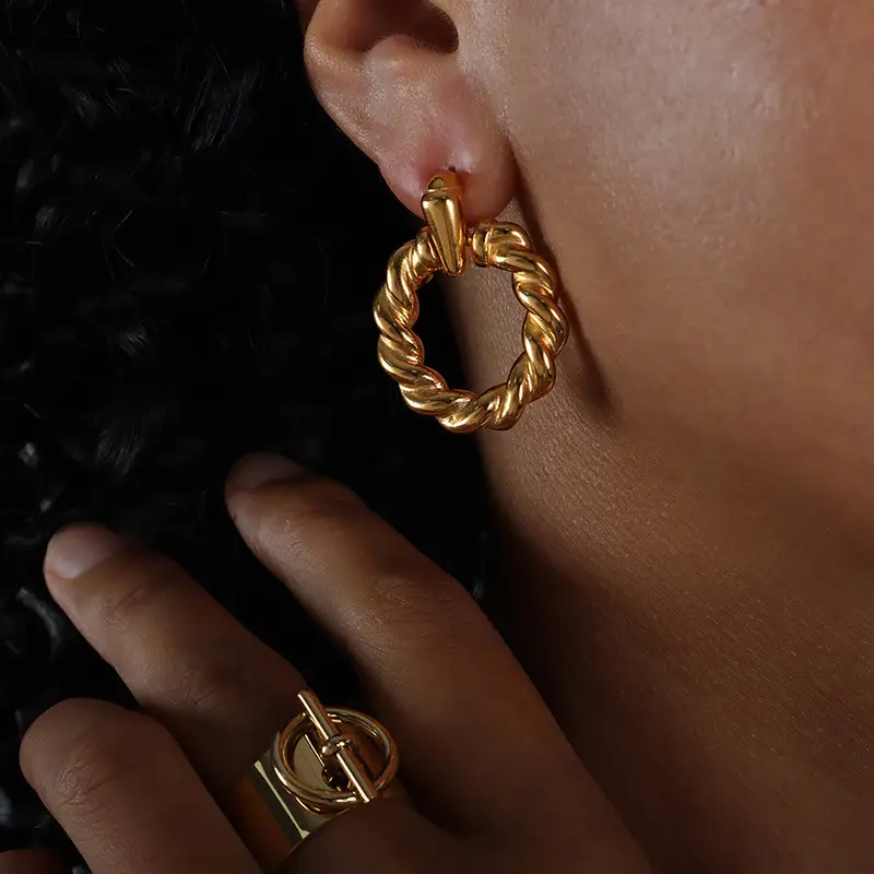 Fashion Commuter Titanium Steel Gold Plated Non-fading For Girlfriends Ear Studs