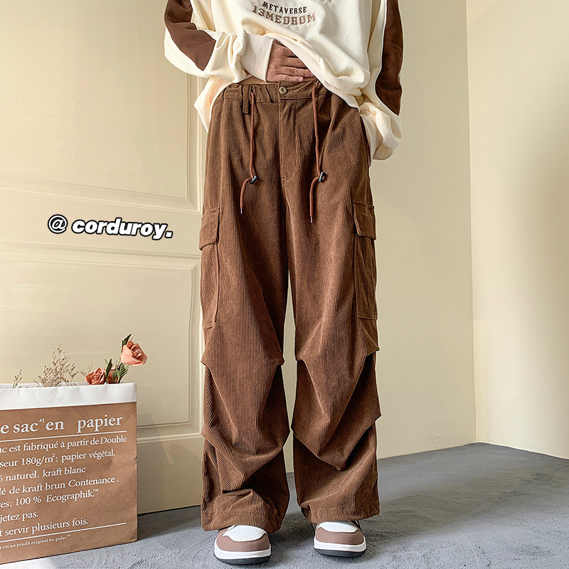 Men's Thickened American Retro Large Pocket Ankle Banded Working Pants