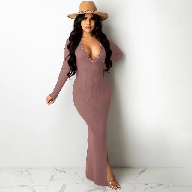 Lapel Backless Long Sleeves Slit Midi Skirt Pink - Shop at LoveMi