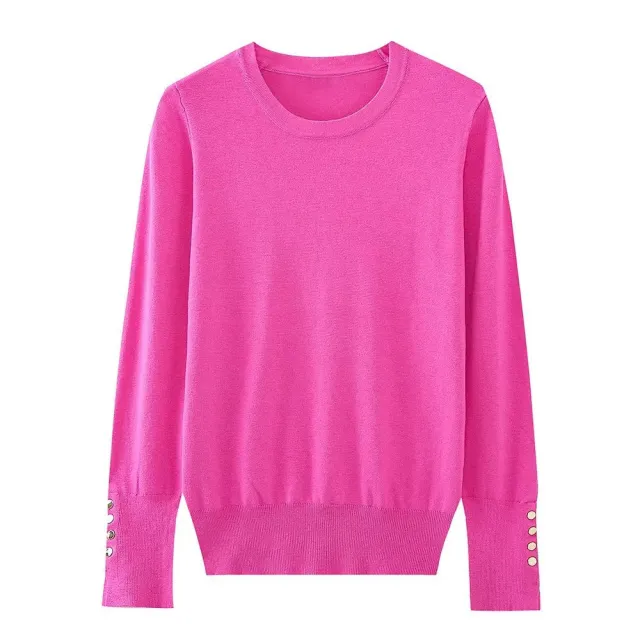Women's Round Neck Slim Bottoming Basic Sweater Rose Red - Shop at LoveMi