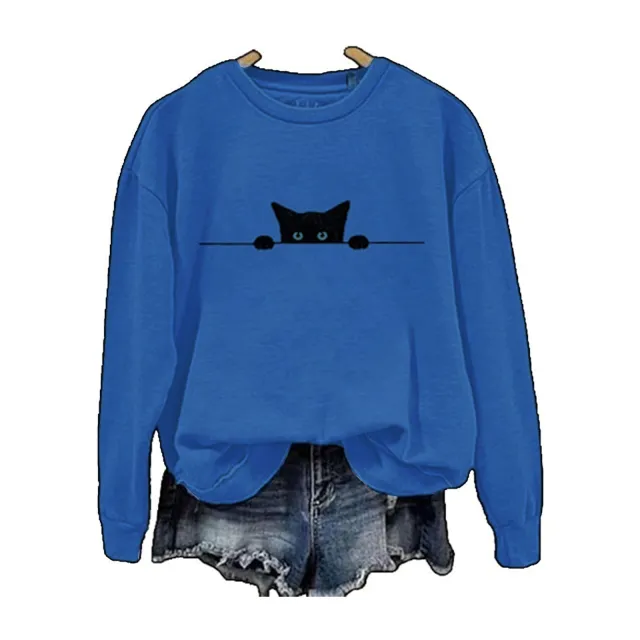 Womens Loose fitting Long sleeve Crew neck Top With A Printed Design Jlnwy12 2114 Xl - Shop at LoveMi