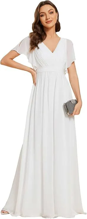 Chiffon Pure Color Mesh Dress White - Shop at LoveMi