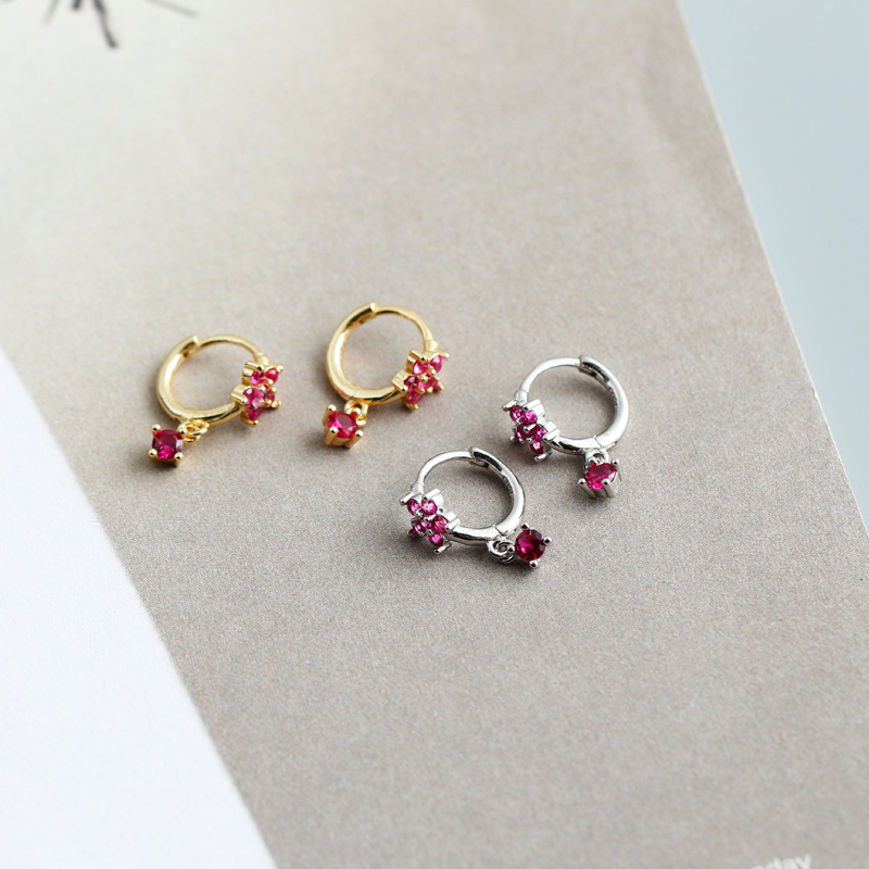 Plum-shaped Multicolor Zircon S925 Silver Earrings
