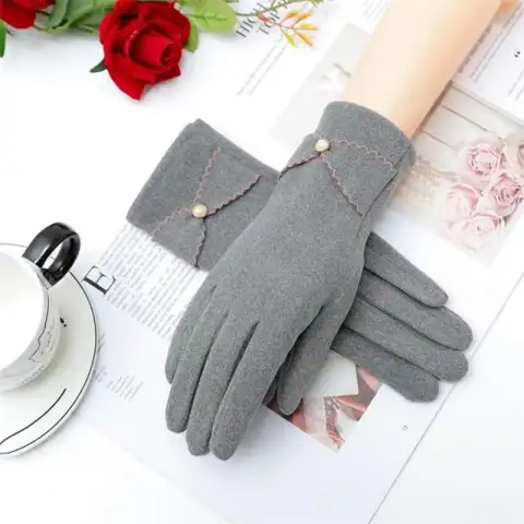 Deerskin Velvet Gloves Autumn and Winter Warm Essential Women's