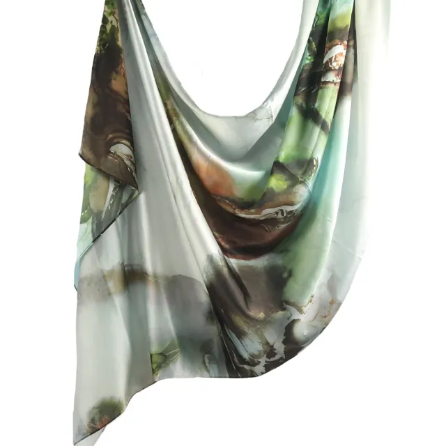 Printed Scarf Silk Ethnic Shawls Premium Marble 02Color - Shop at LoveMi