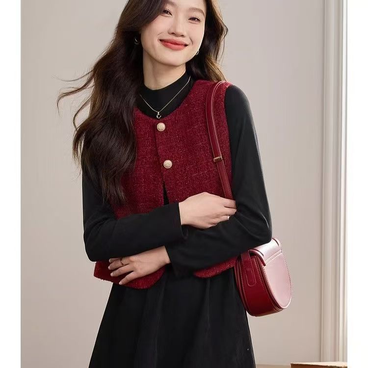 Sleeveless Breezy Waistcoat Western-style Jacket Tweed Vest
