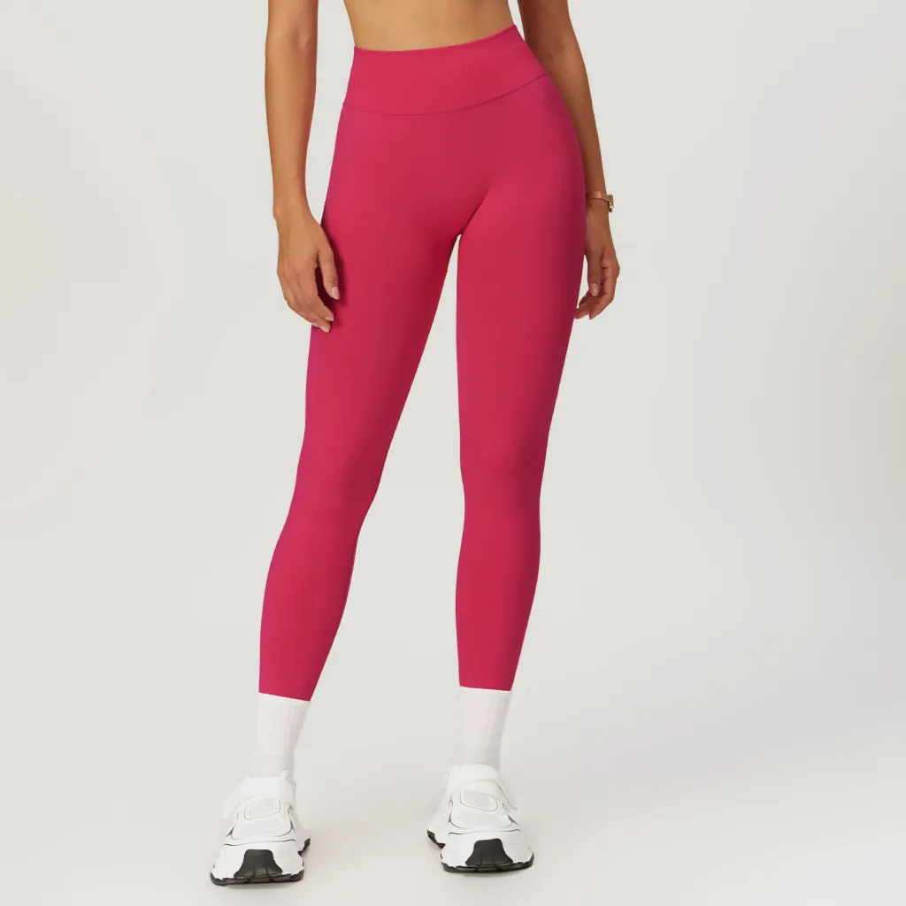 European And American Peach Hip Seamless Belly Contracting And Close-fitting Yoga Pants - Raspberry Red