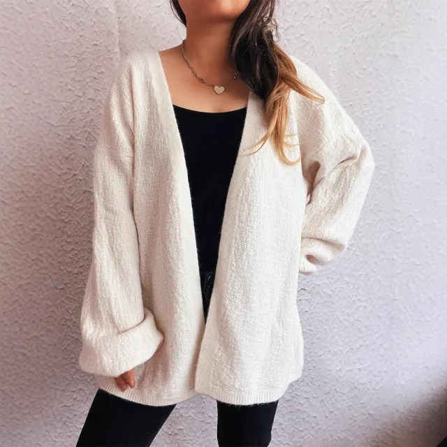 Casual V neck Autumn And Winter Loose Street Style Cardigan Sweater Apricot - Shop at LoveMi