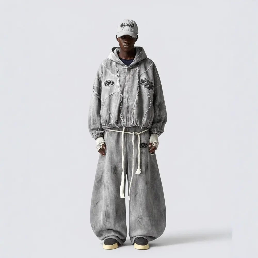 Mottled, Distressed Casual All-match Sweatpants