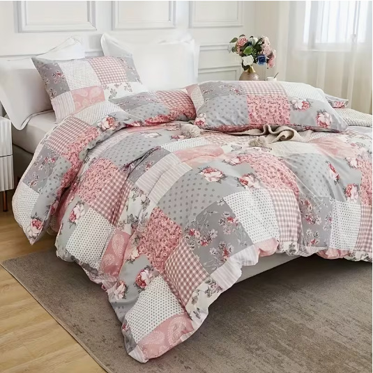 3-Piece Floral Patchwork Quilt Set