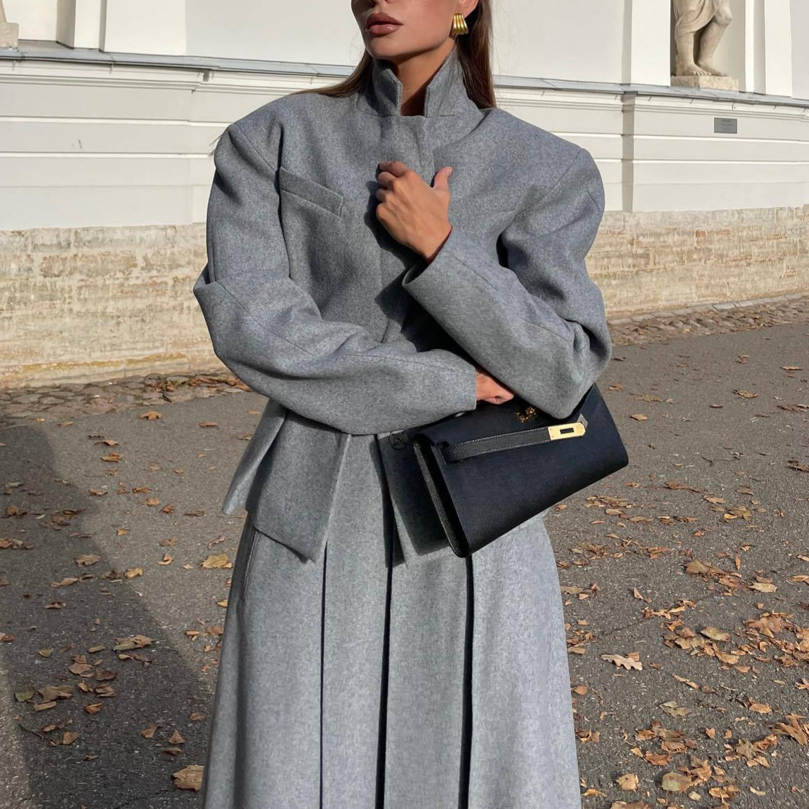 Fashion Waist-controlled Small Suit A- Line Skirt Two-piece Suit