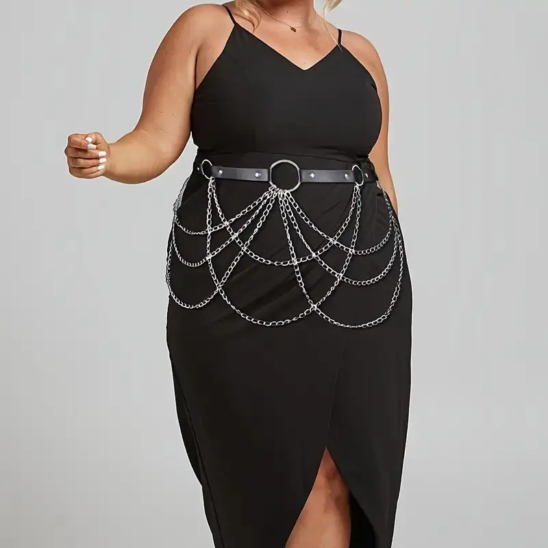 Black Leather Strap Fashion All-match Chain Tassels
