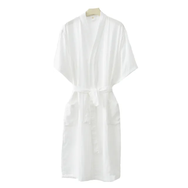 Bamboo Cotton Short sleeved Bathrobe Women's Bathrobe Night robe Pajamas White - Shop at LoveMi