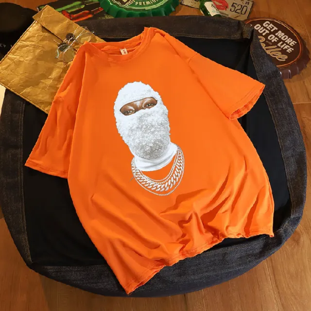 Black Short sleeved T shirt Women's Spring And Summer American Street Personality Loose Top Wear Orange - Shop at LoveMi
