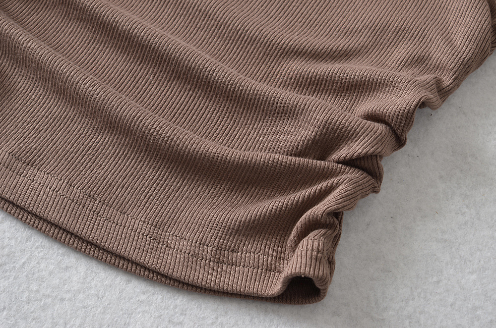 Slim-fit Pleated Women's Cuff Top Short T-shirt