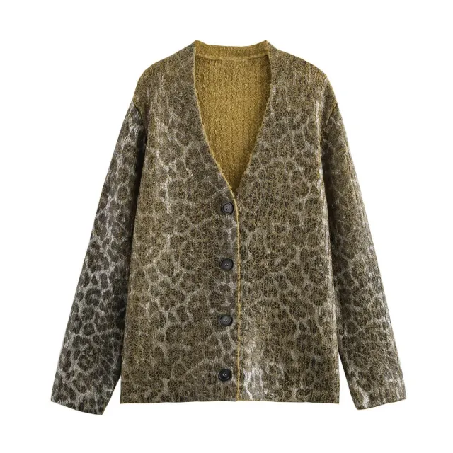 Women's Animal Pattern Knitted Metal Bronzing Sweater Coat - Shop at LoveMi