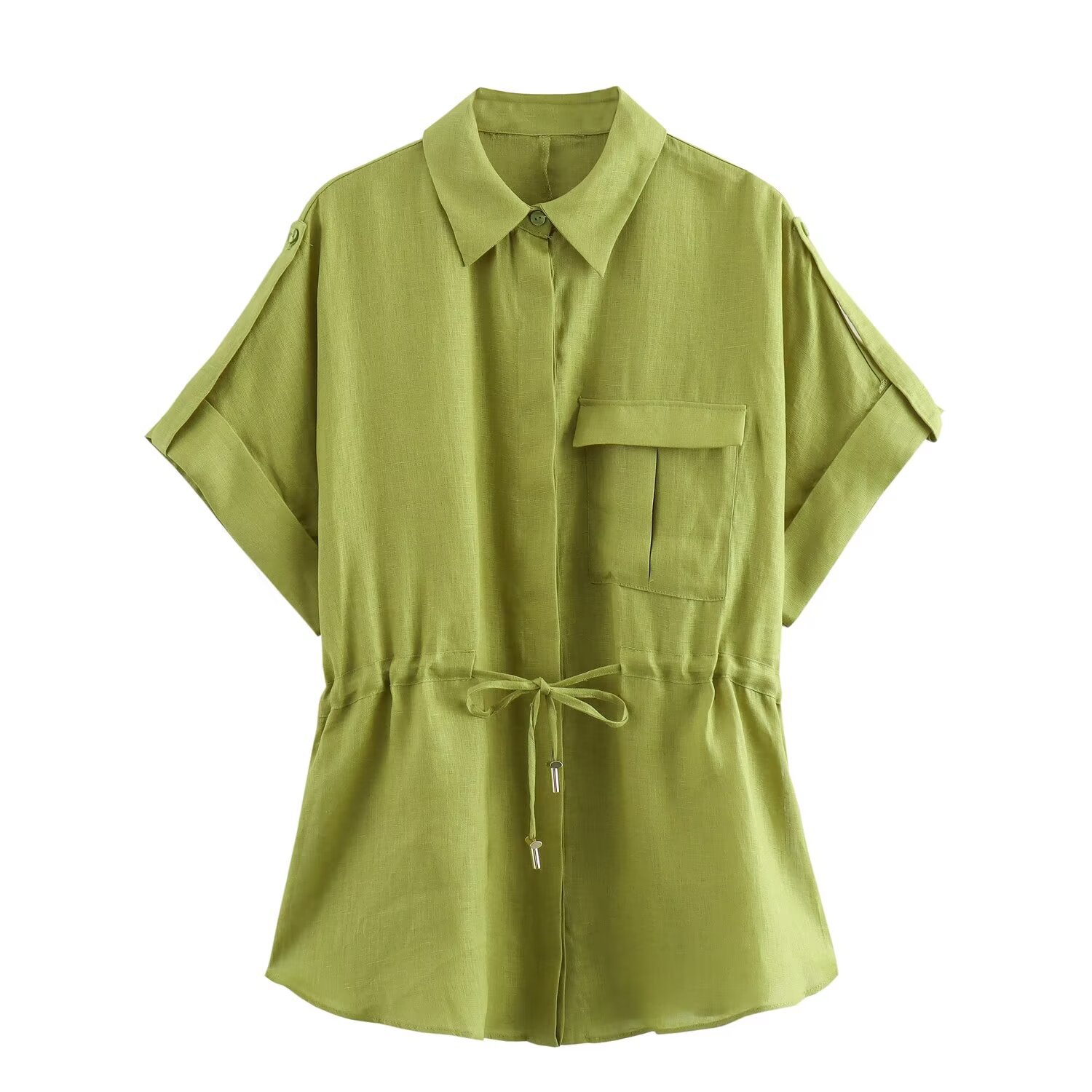 Summer Women's Clothing New Linen Women's Shirt Top Casual High Waist Pants Suit