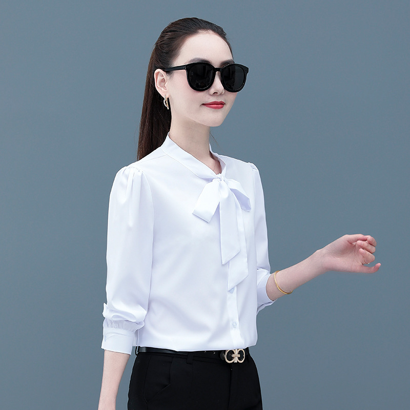 White Long-sleeved Shirt Business Temperament Loose Women's Top