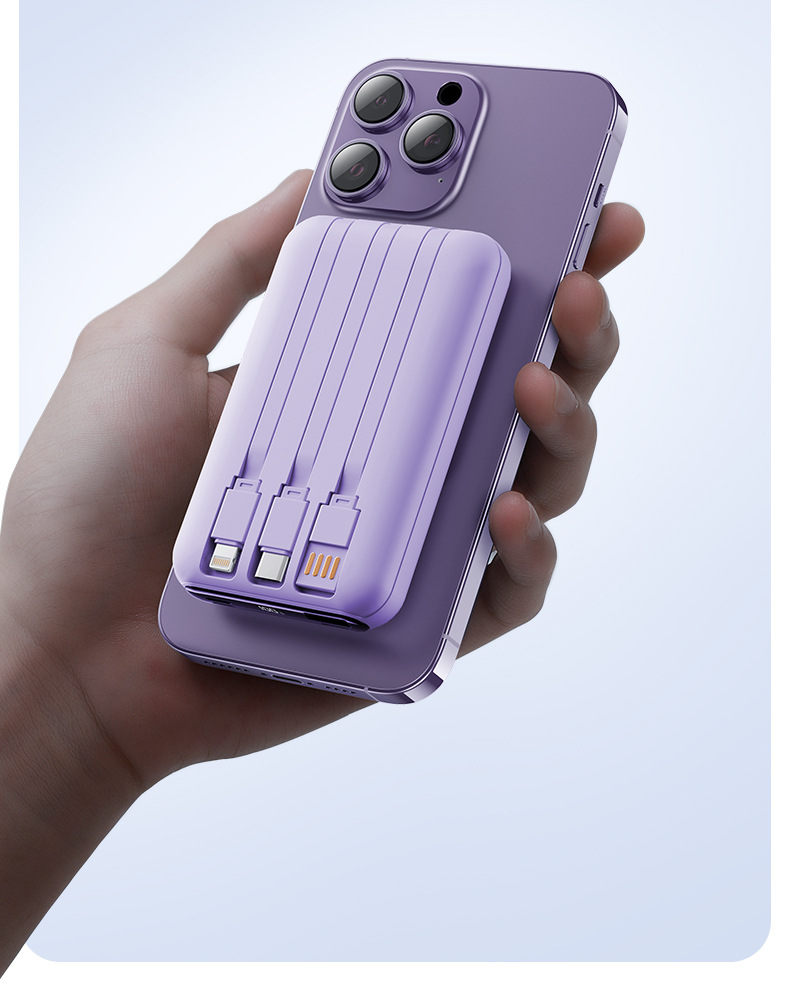 Magnetic Wireless Charger Power Bank With Cable Super Fast Charge Mobile Power 10000 MA 15