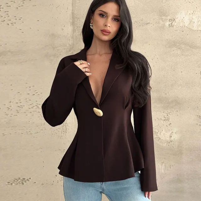 Fashionable And Elegant Slim fit Cardigan For Women Brown - Shop at LoveMi