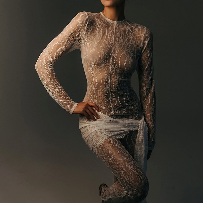 Women's Graceful And Fashionable Lace Up Lace Pattern Jumpsuit
