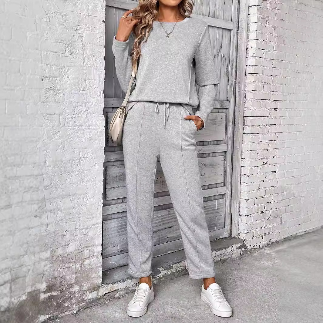 Pocket Casual Straight Pants Women's Suit