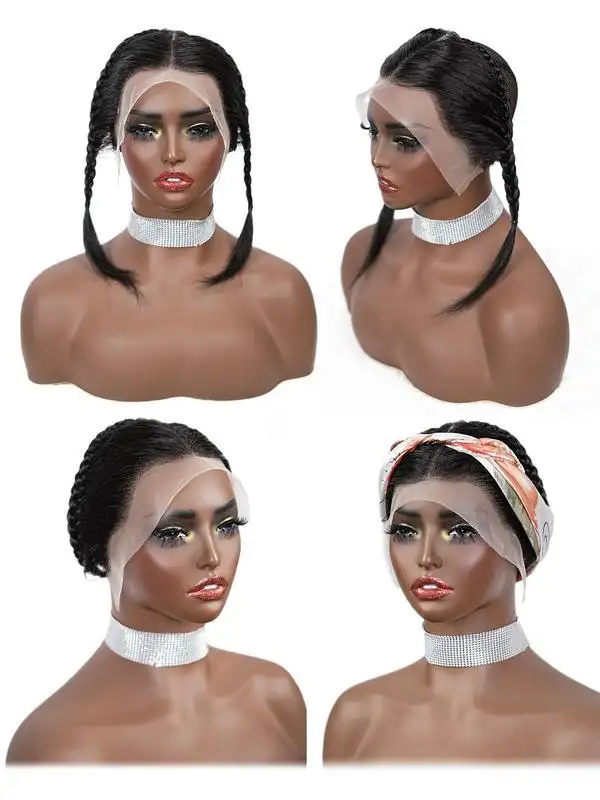 10 Inch Human Hair Lace Frontal Pre Braided Wig Glues