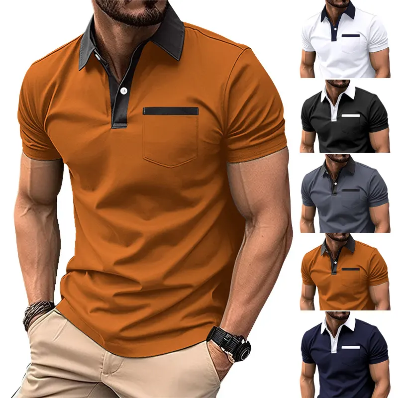 Lapel Fashion Slim Pocket Short-sleeved T-shirt Polo Shirt Men