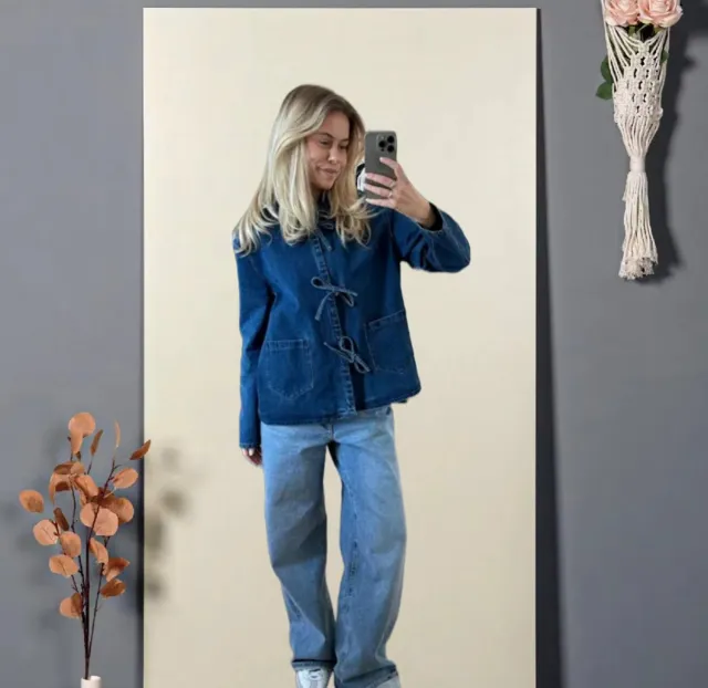 Denim Long Pocket Stand Collar Top Peacock Blue - Shop at LoveMi