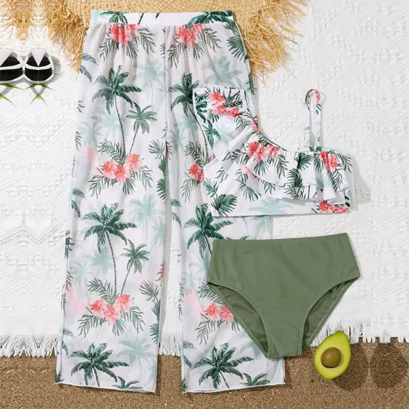 Girls' Flying Gauze Pants Swimsuit Three-piece Suit