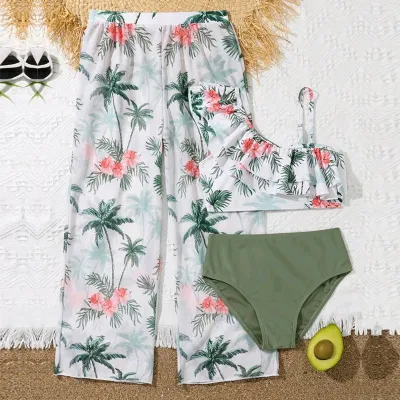 Girls' Flying Gauze Pants Swimsuit Three-piece Suit