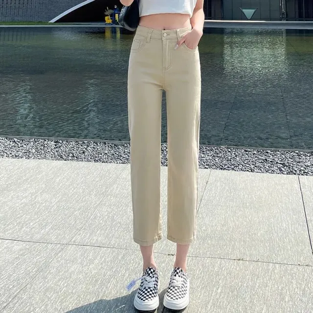 Straight Jeans Women's Loose High Waist Khaki - Shop at LoveMi