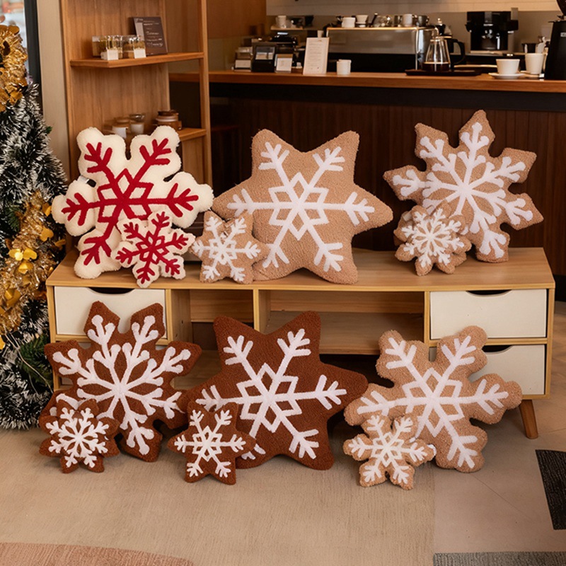 Christmas Snowflake Plush Toy Pillow - Cute Holiday Stuffed Doll Ornament Gift for Decoration