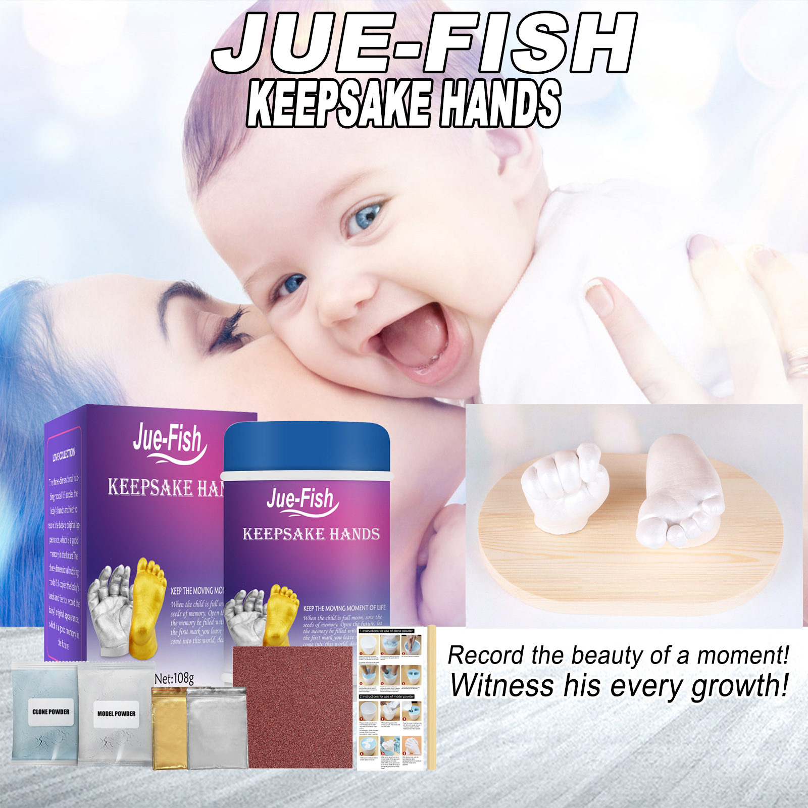 Hand Mold Powder For Babies And Toddlers Creative Souvenir For First-Month Hand And Foot Prints