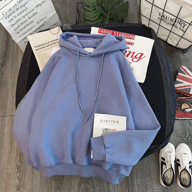 Women's Solid Color Hoodie Long Sleeve Blue - Shop at LoveMi