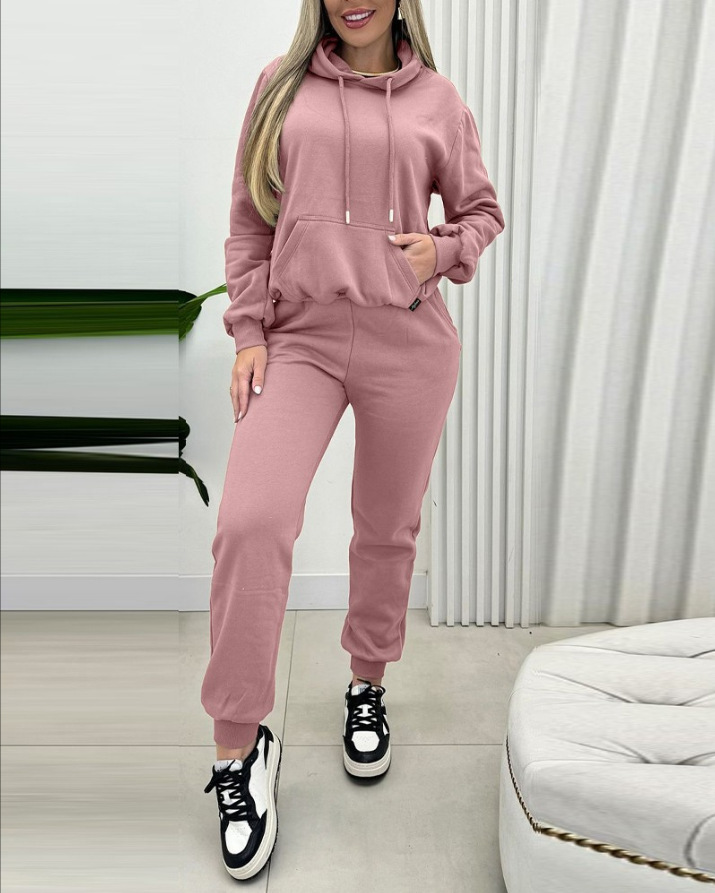 Hooded Women's Suit Sports Fashion Sweater Pink - Shop at LoveMi