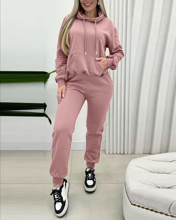 Hooded Women's Suit Sports Fashion Sweater - Pink