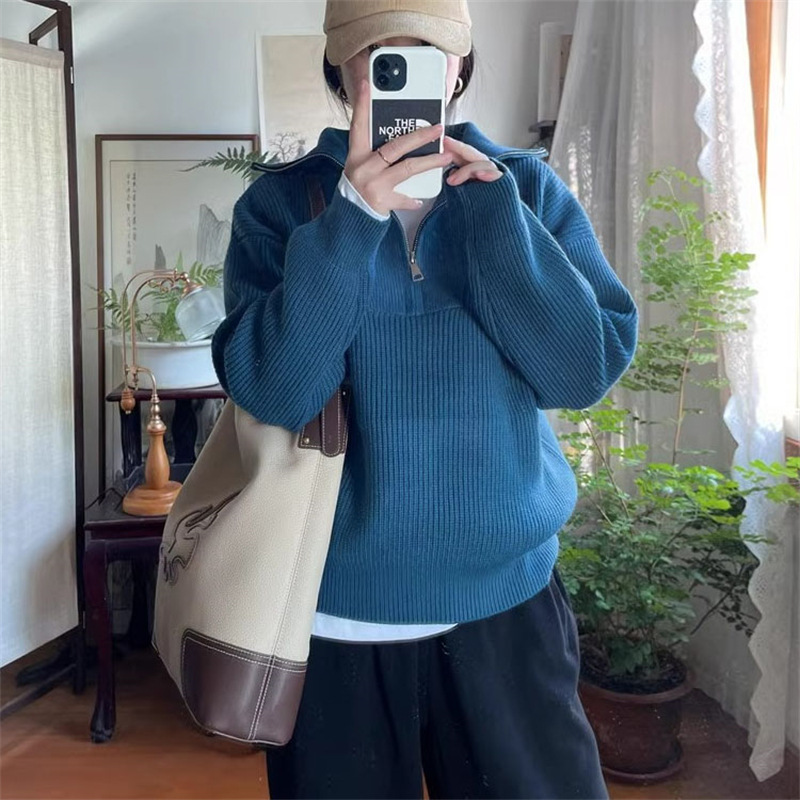 Leisure Pullover Knitwear Sweater For Women Sea Blue - Shop at LoveMi