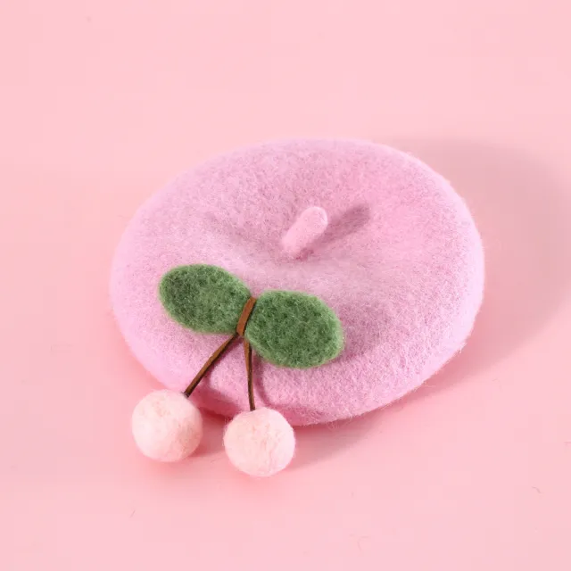 Pet Cat Wool Painter Bud Small Hat Pink Cherry Cap - Shop at LoveMi