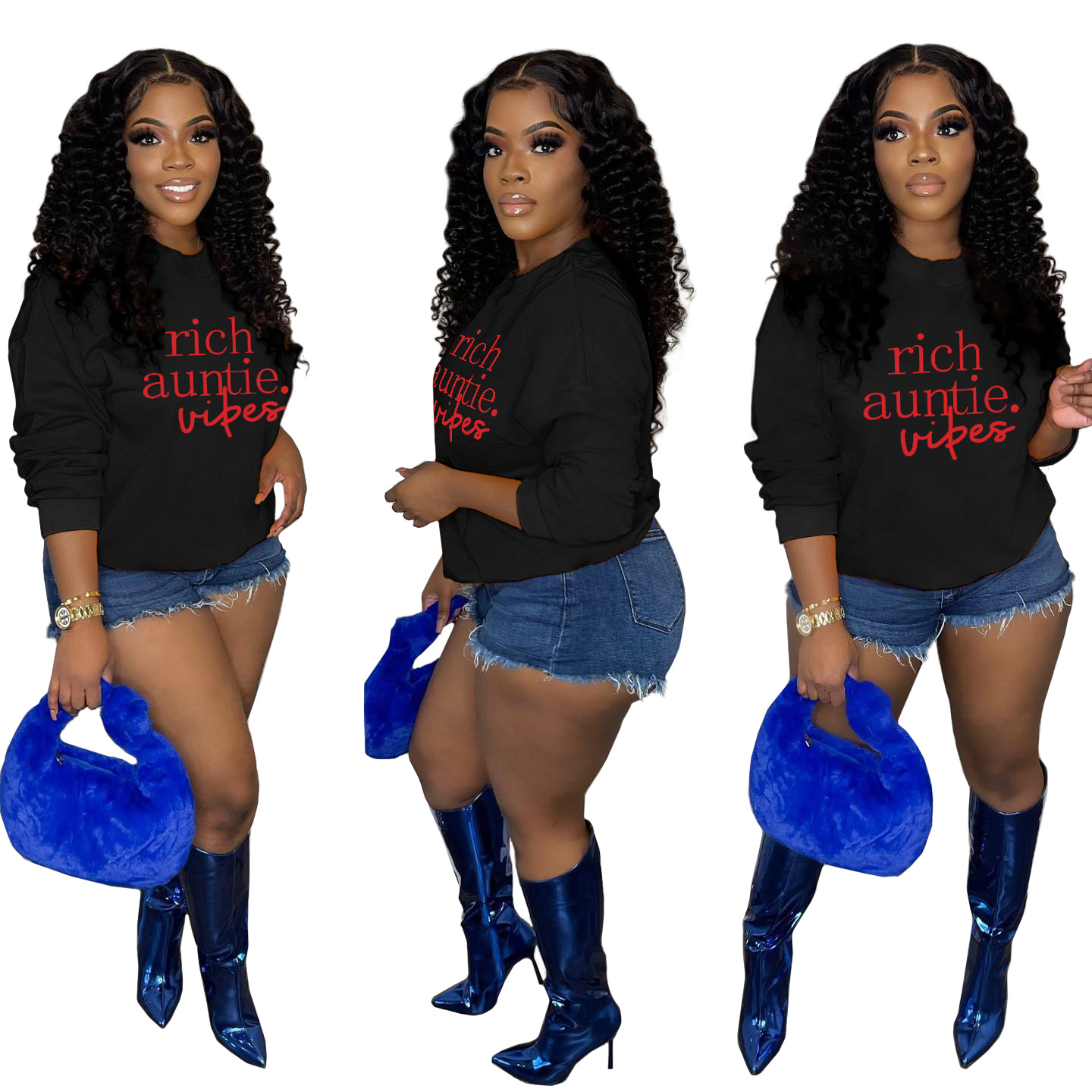 Fleece-lined Small High Collar Loose Casual Sweatshirt Long Sleeve