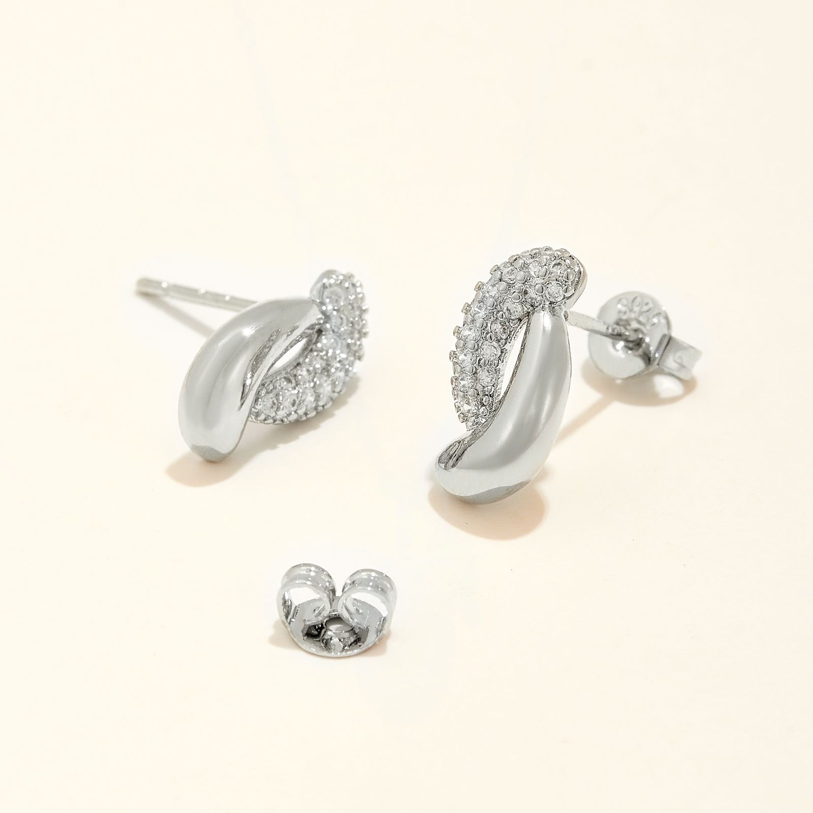 Zircon Twist Hoop Earrings