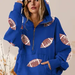 Football Digital Printing Hoodie Long Sleeve Zip-up Shirt Pullover - 04Color - View 1