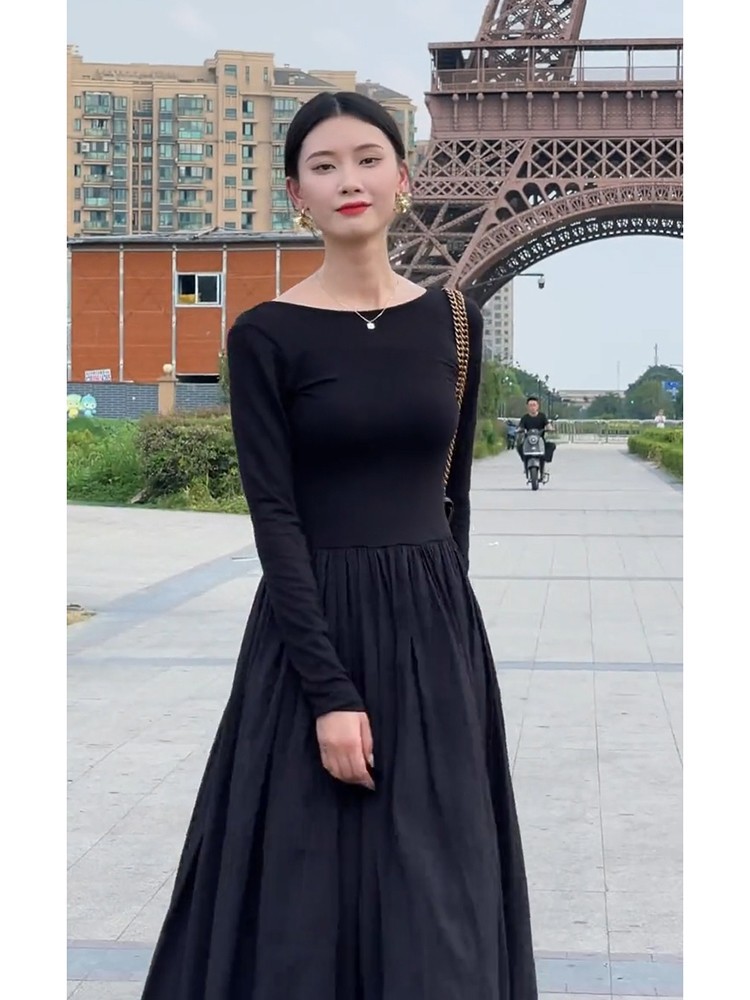 French Style High-grade Two-way U-collar Backless Dress
