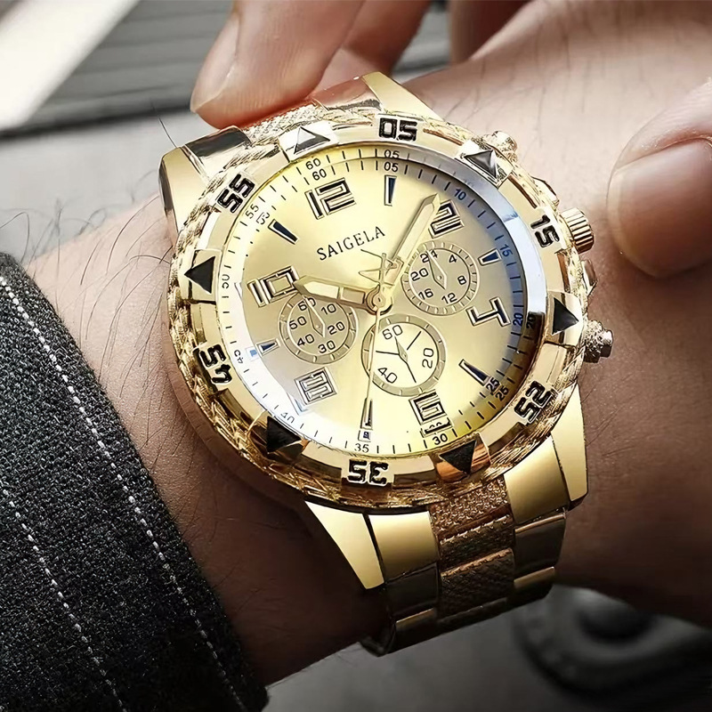 Stylish And Sophisticated Steel-band Mens Quartz Watch
